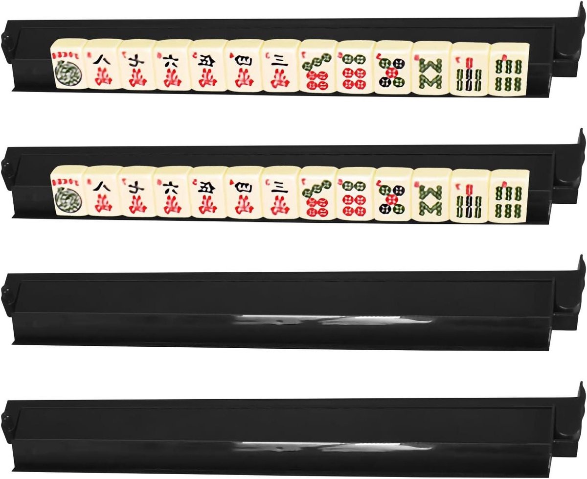 Mahjong Stenen en Duwers - Dominospel Accessoires - Tafelspel Organisatie - Geurloos Materiaal - 473x8cm - Zwart