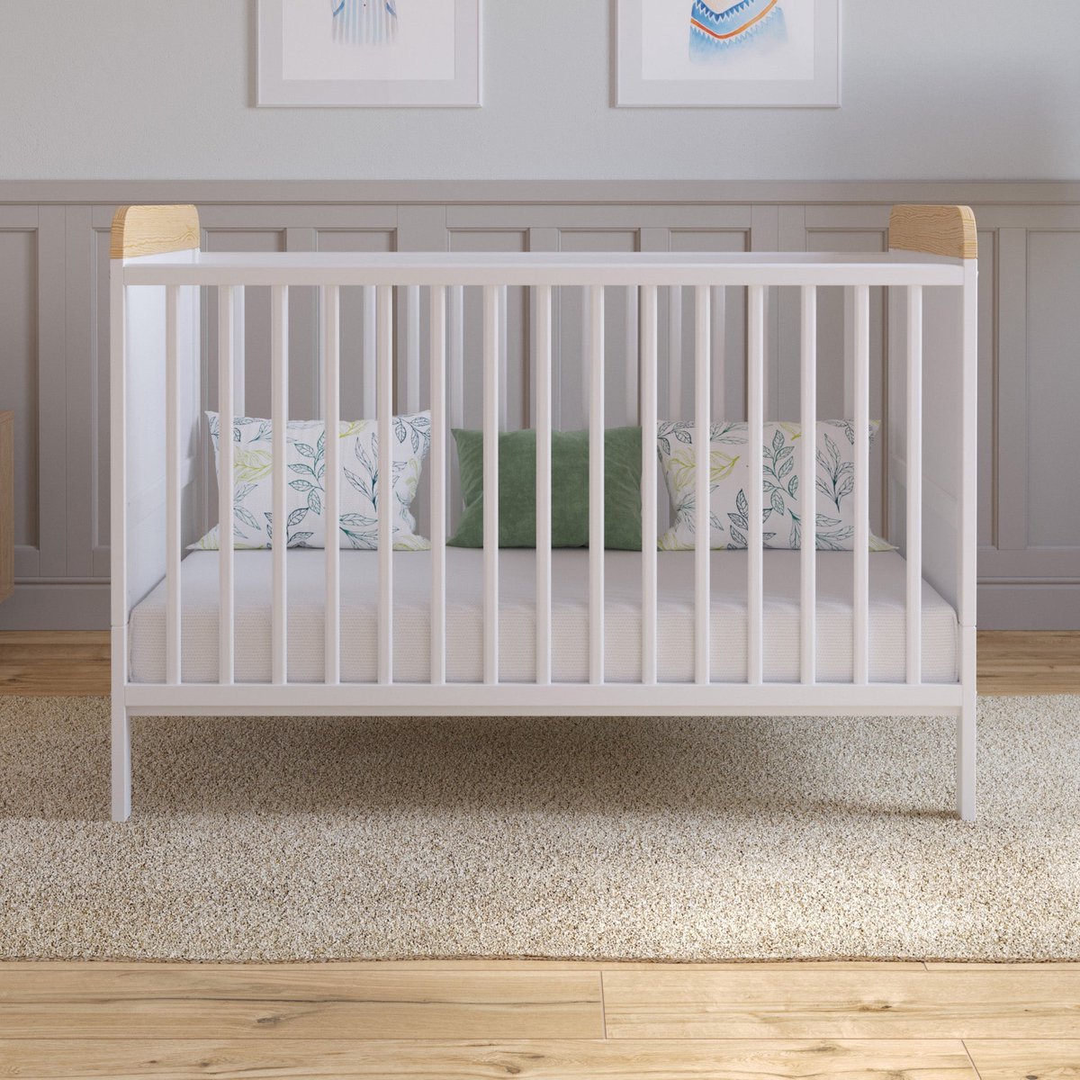 Love For Sleep Babybedje 2-in-1 – Meegroeibed 120x60 cm – Inclusief GOWOLL Koudschuimmatras – Massief Grenenhout – Wit-Grenen