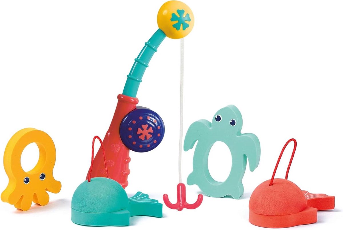 Houten Hengel Badset - Vissen Speelgoed - Baby Badplezier - Zacht Schuim Zeedieren - 2 x 17 x 2 cm