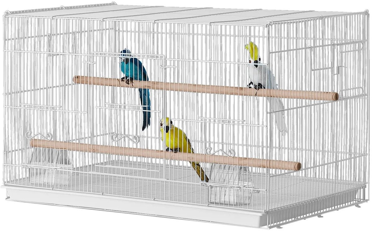 Golaro Vogelkooi - Papegaaienkooi - Vogelhuisje - Vogelkooi Wit - Valkparkieten Kooi - Vogelkooi met Handvat - 76 x 46 x 45 cm