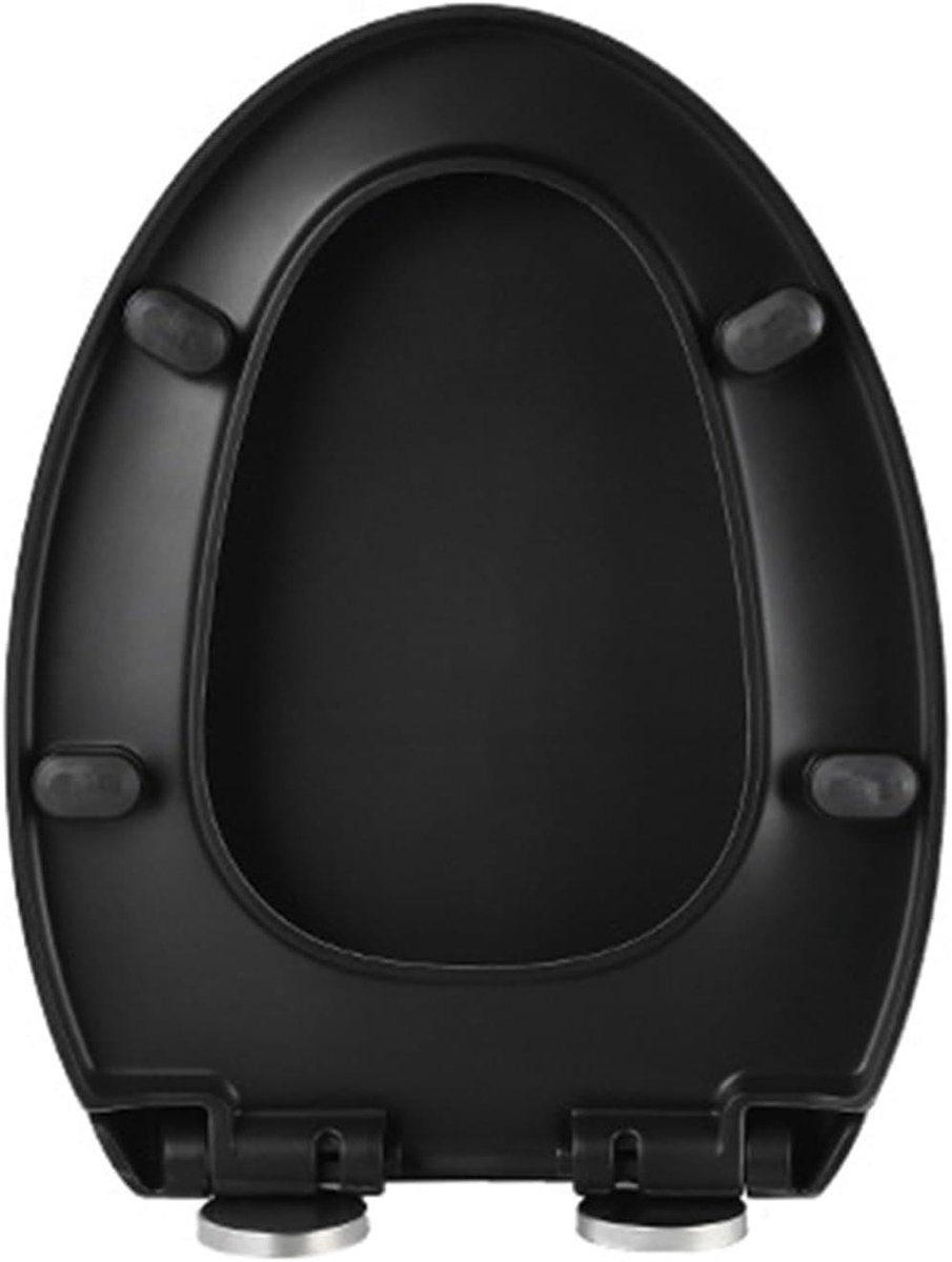 Toiletbril D-vorm - Softclose wc-bril - Badkamer Vernieuwen - Snelle Ontgrendeling - 45 x 36 cm - Zwart