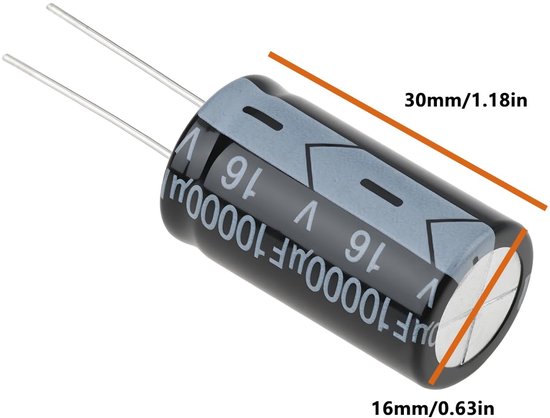 10x Radiale Lood Aluminium Elektrolytische Condensatoren 10000μF 16V voor Audio Versterkers — afbeelding 2