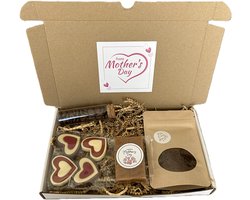 Moederdag brievenbusbox koffie met fudge en chocolade