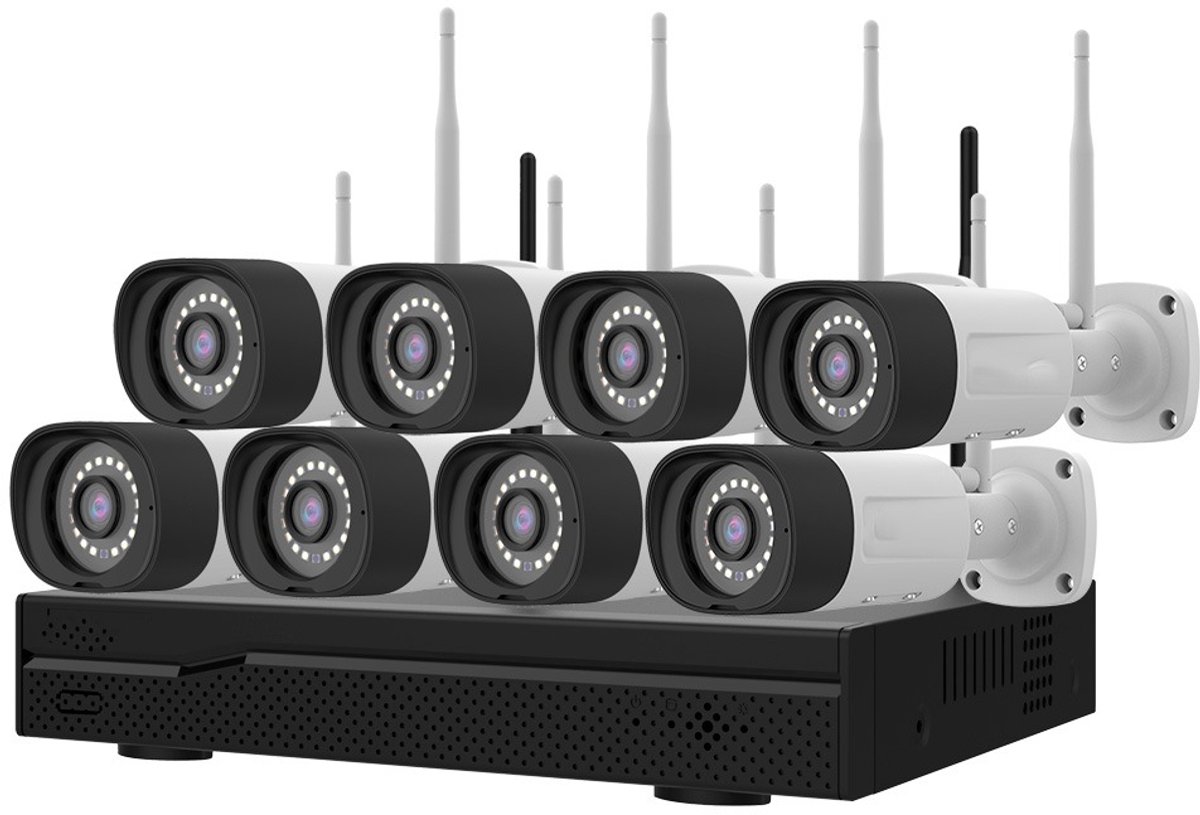 Nivian KIT1630W6-8 - 3MP camerasysteem met 8 camera's - 16 kanaals - 20m nachtzicht - wifi verbinding