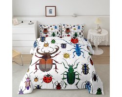 Kids Bug Comforter Full Boys Flying Bugs Pattern Duvet Set for Girls Children Colorful Beetle Collection Decor Bedding Set Soft Nature Animal Bed Set 1 Duvet 1 Pillowcase Single
