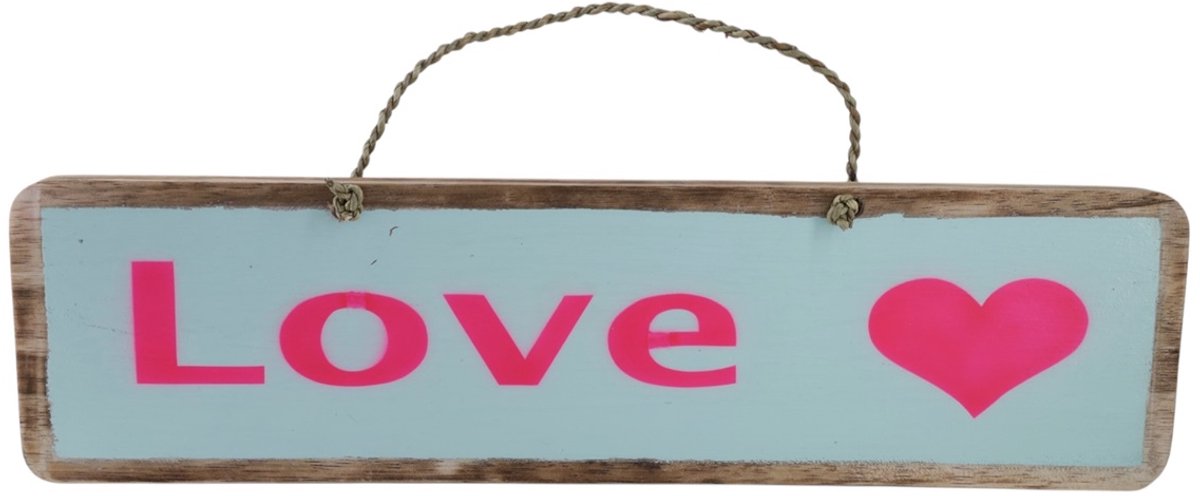 Tekstbord Kasja LOVE wit/pink 45x12 cm