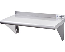 Profeeshaw NSF Roestvrijstalen plank, 45,7 cm x 91,4 cm, 350 kg, commerciële planken, wandmontage, metalen rek met achterwand en 2 beugels voor restaurant, bar, bijkeuken, keuken en garage