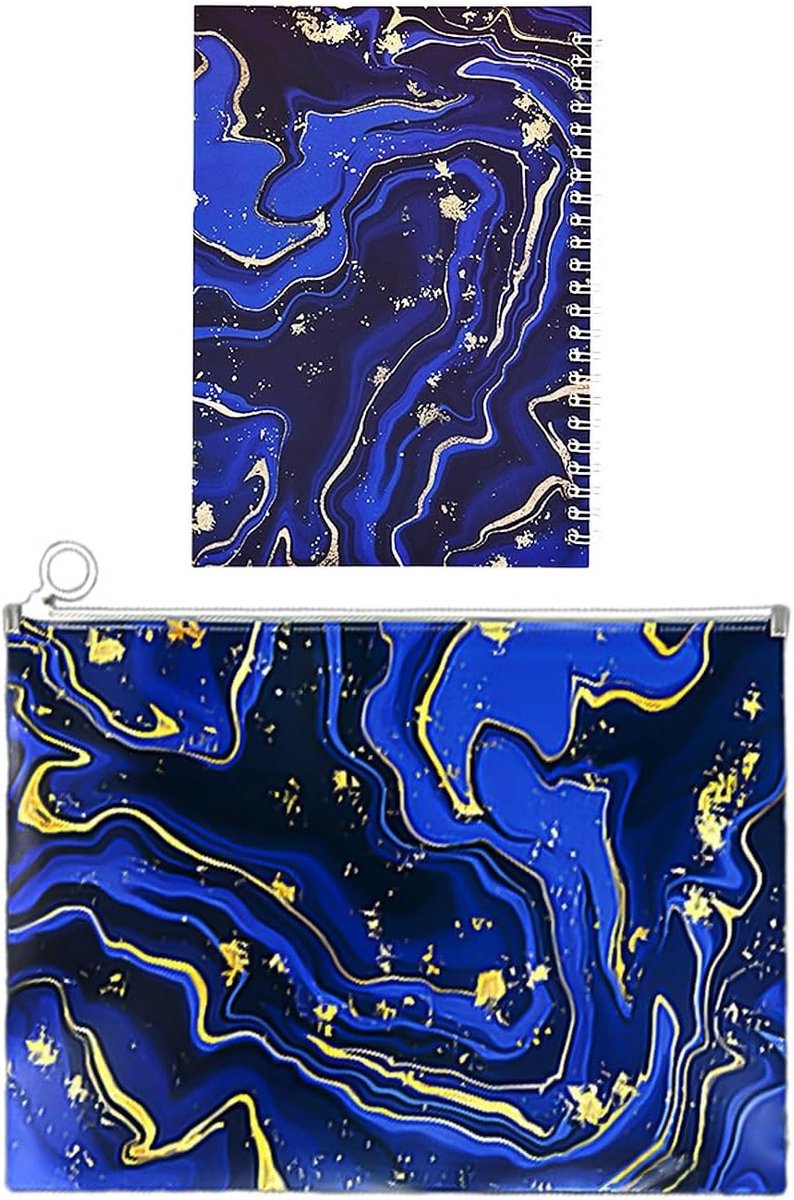 Coil Notebook met Sterrenhemel en Documententas met Marmerpatroon, Creatieve Kantooraccessoires voor Studenten en Werkprofessionals