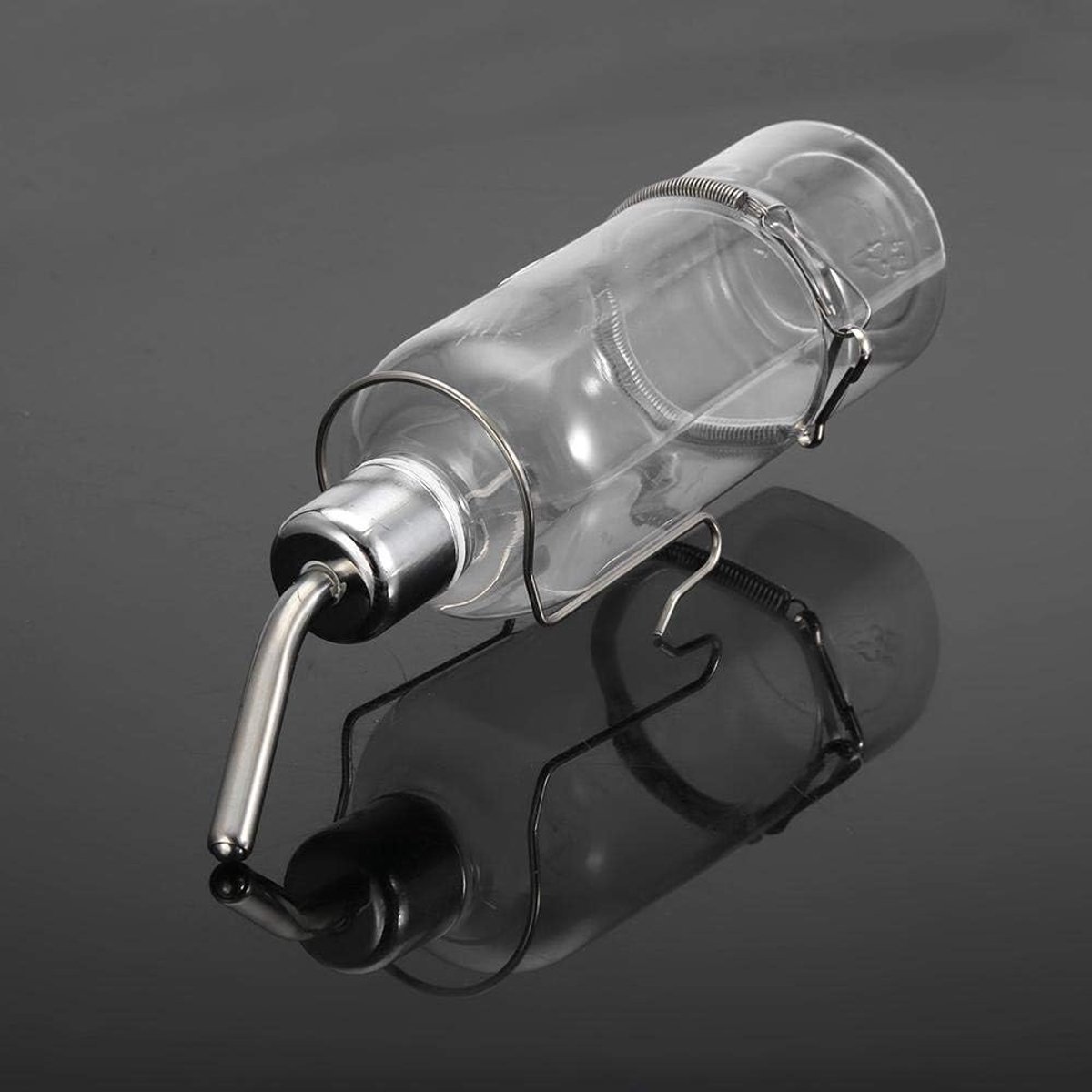 Pssopp 180ml/350ml Parrot Drinking Fountain Parrot Water Supply Parrot Bird Water Feeding Bottle Hamster Water Dispenser with Stainless Steel Ball Nipple for Bird and Small Animal (L)