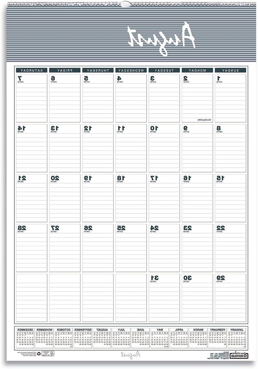 Maandelijkse Kalender - Wandkalender Planning - Academisch Plannen - 12 Maanden Overzicht - 15.5 x 22 inch - Wedgewood blauw