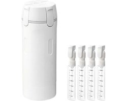 Reisflesjes - 4-in-1 - Reisaccessoires - ReisFlesjes - Handbagage - Reisaccessoires - Reisflacons - Cosmetica Potjes - Reis Flesjes - Reisverpakking - Met maatverdeling en etiketten - Geschikt voor shampoo en lotion - Wit