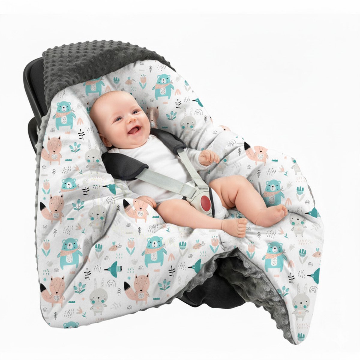 BabyUniverse Pastel Dieren - Babyslaapzak - Minky - 80x80cm - Otulacz