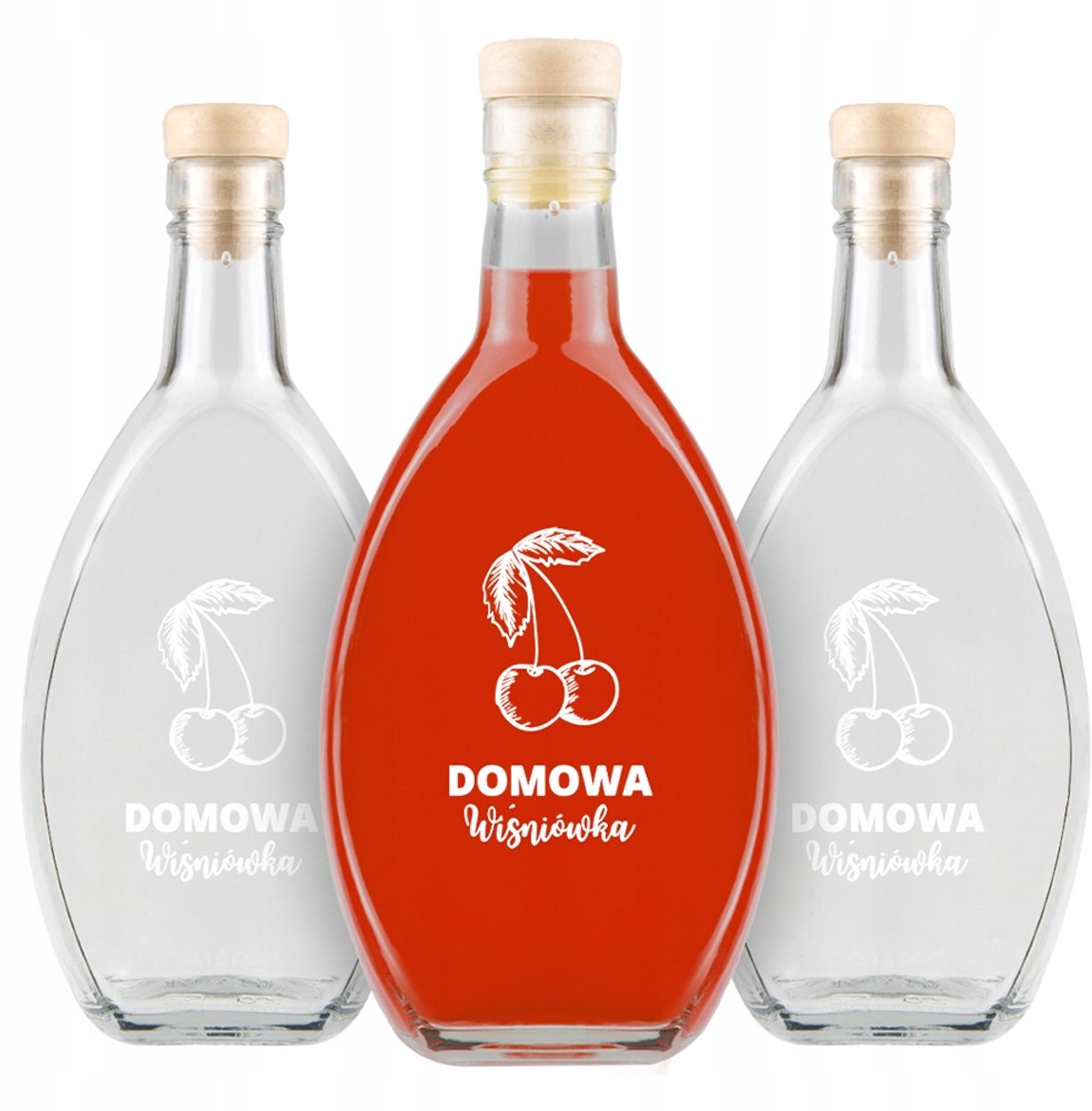 Bimberek ELIPSA Serie - Decoratieve Fles - 500 ml - Domowa Wiśniówka - Met Kurk