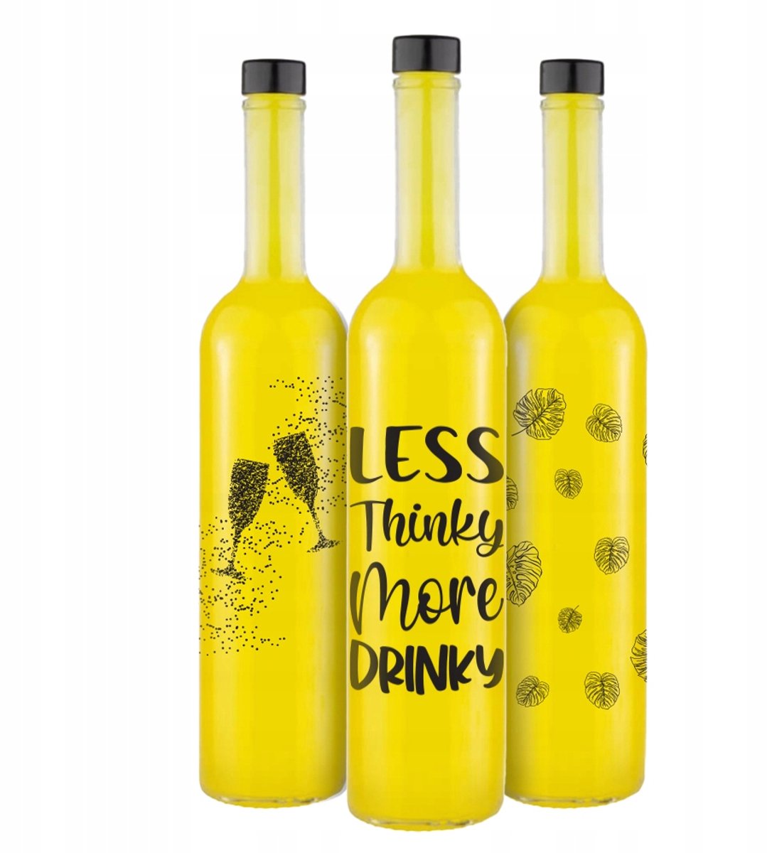 Bimberek Futura Serie - Decoratieve Glazen Fles - 0,5L - Zwarte Opdruk