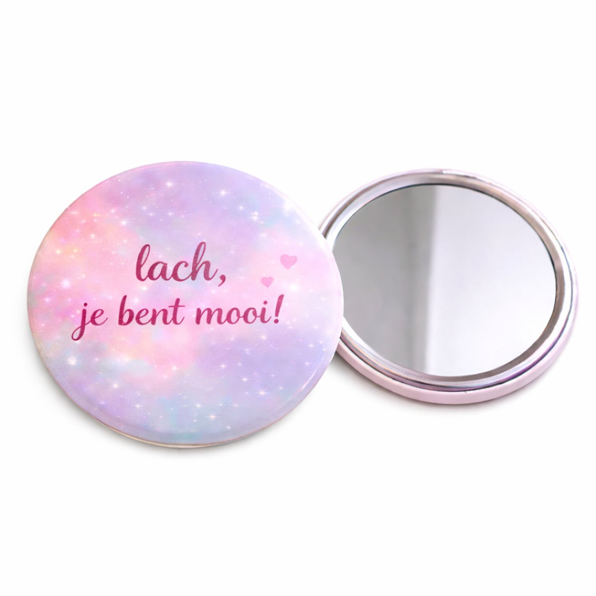 Handspiegel met Tekst “Lach, je bent mooi!” – Handspiegel – Cadeau voor Vrouw – Pastel Design