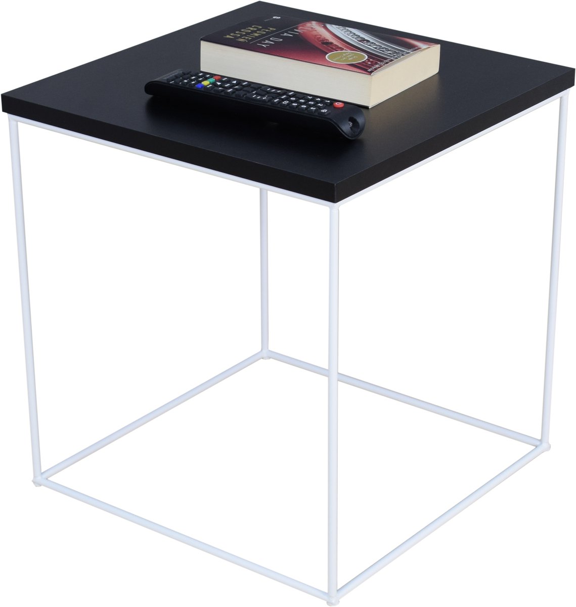 FutuStal Serie - Draadtafel - Wit Mat - Zwart Blad - 40cm Wit;Zwart