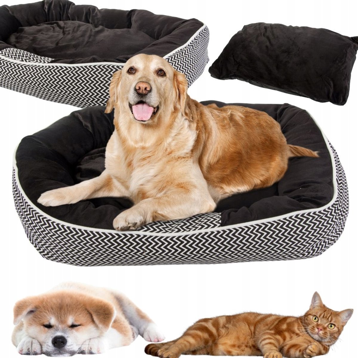 OUYAYING Serie - Pluche Hondenbed - 60cm - Verwijderbaar Kussen - Antislip Basis