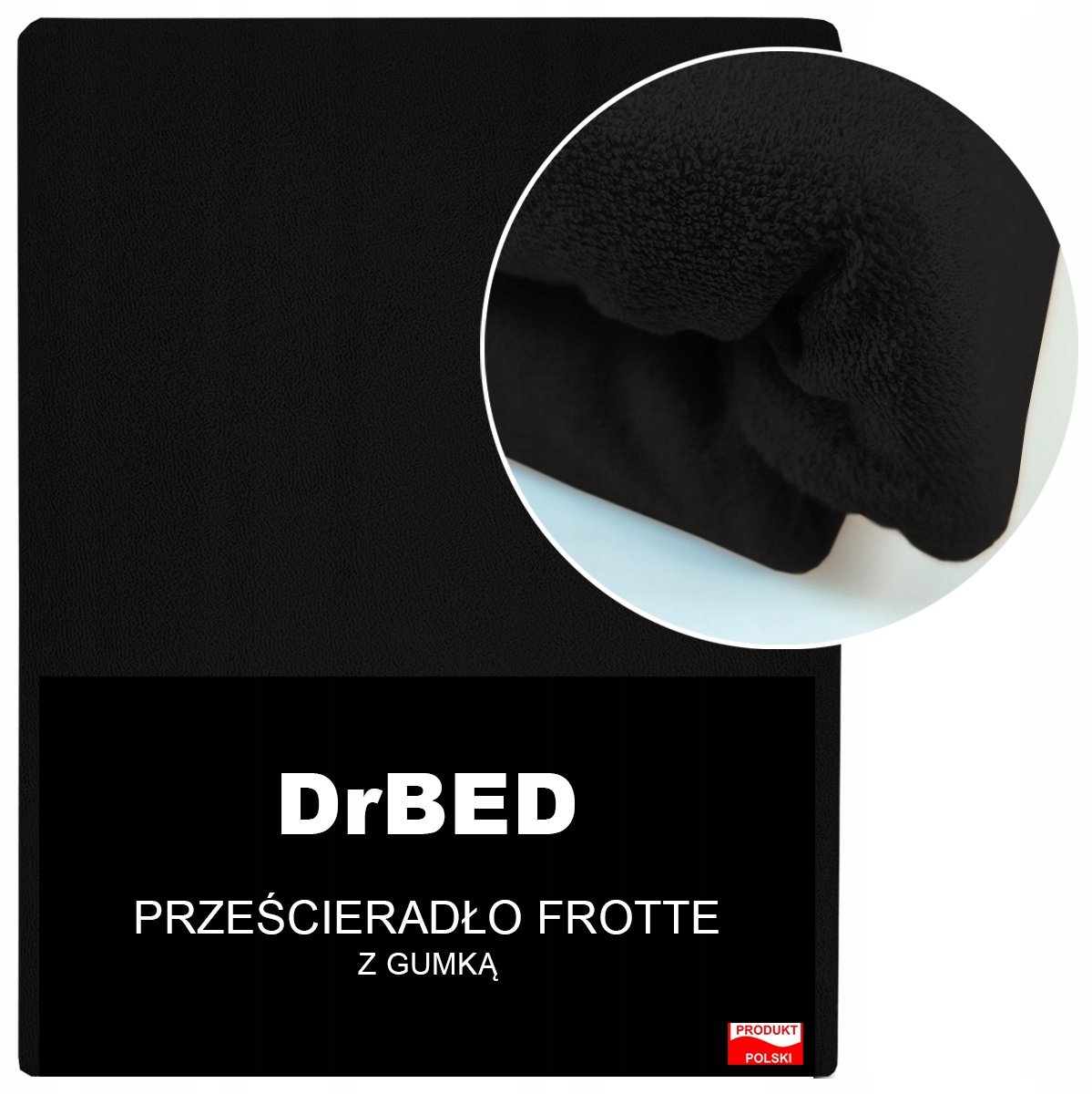 DrBED Serie - Frotte Hoeslaken - 120x200 cm - Ademend - Zwart - Gemaakt in Polen