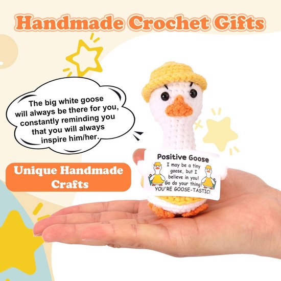 Gehaakte Gans - Knit Gans Speelgoed - Emotionele Steun - Handgemaakt Vakmanschap - 9x8x6cm - Geel van Merkloos — afbeelding 5