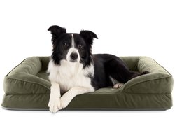 Lumaland orthopedisch hondenbed van corduroy | ergonomische hondensofa 90x65 cm – voor middelgrote honden | antislipbodem | vulling en hoes wasbaar | hondenmand met traagschuim