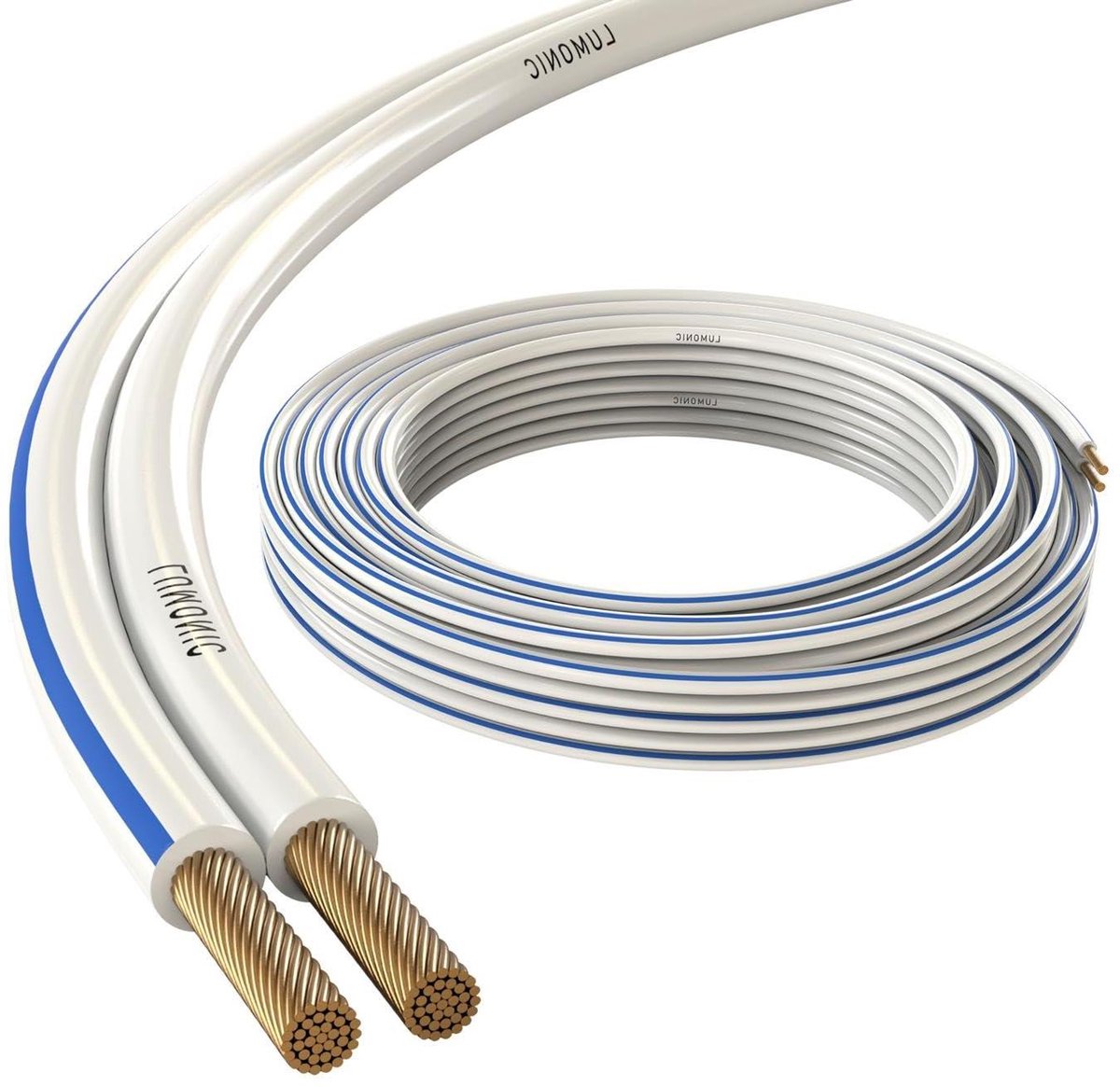 Luidsprekerkabel - Audiokabel Dubbel - Muziek Streamen - Koper Aluminium Draad - 25 meter - Wit