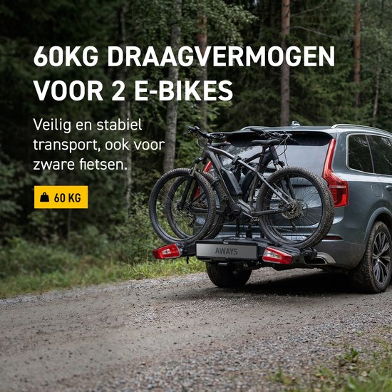 Aways - Fietsendrager - Geschikt voor 2 (elektrische) fietsen - Compact opvouwbaar van Merkloos — afbeelding 2
