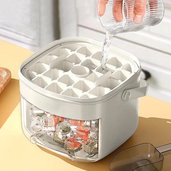 IJsbakjes met deksel - Ijsmachine bak - Snelle ijsbereiding - Efficiënt persontwerp - Dubbellaags 48 ijsblokjes - Wit — afbeelding 5