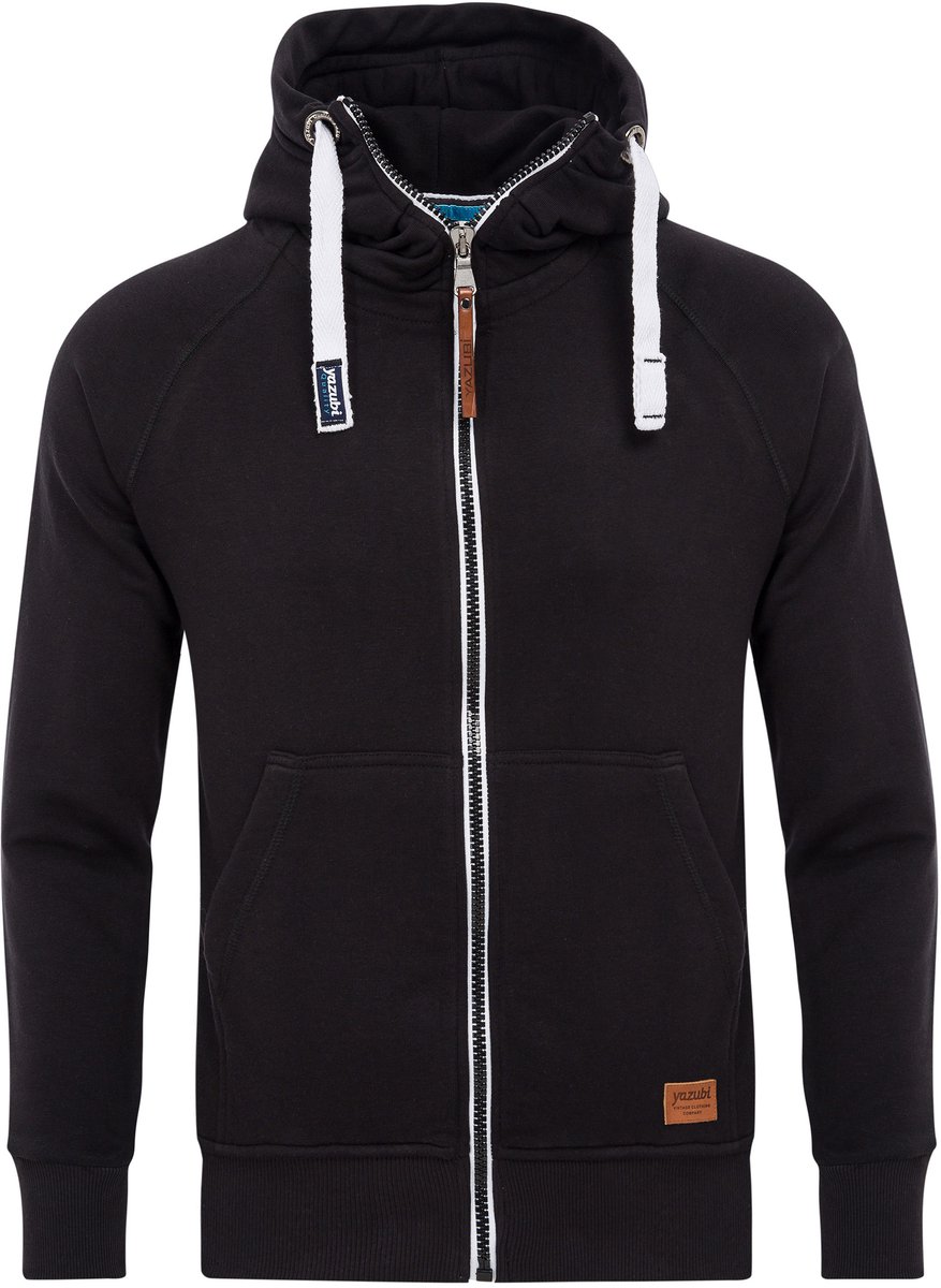 Yazubi Heren Hoodie Jacob – Regular Fit – Katoenmix Stretch – Zwart – Rits & Kap