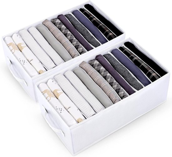 Kleding Opbergorganizer - Lade Verdelers - Garderobe Ordenen - 12 Roosters - 44 x 25 x 17 cm - Sneeuwwit
