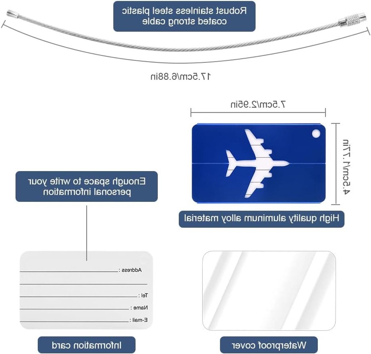 4-delige Reiskoffer Labels, Identiteitslabels voor Bagage, Koffer Tags voor Verliespreventie, Perfect als Huwelijkscadeau