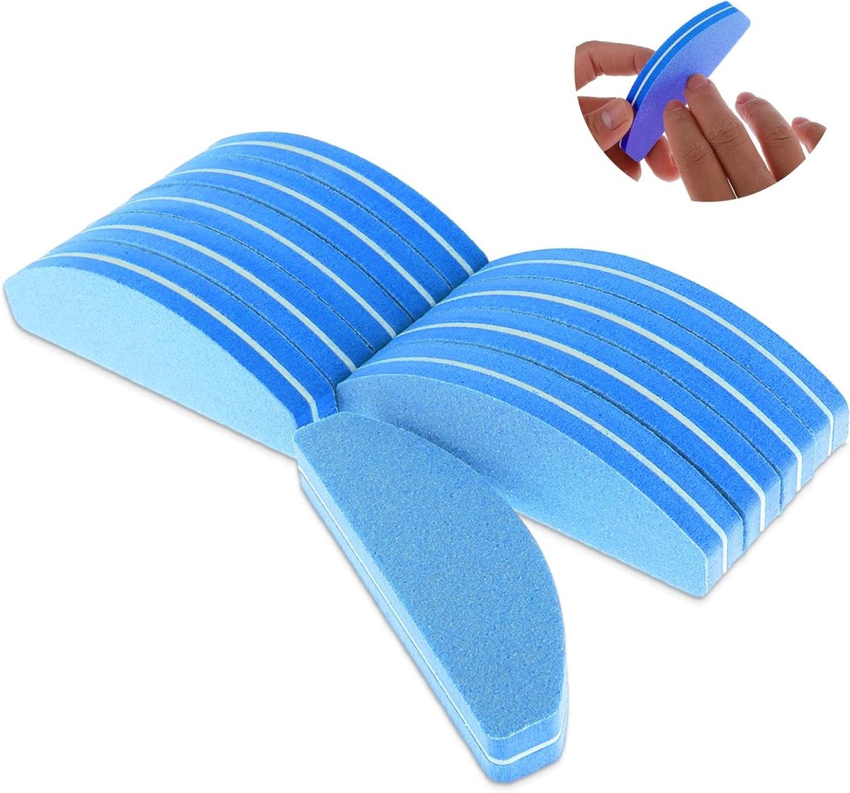 Set van 10 Professionele Nagelbuffers en Vijl 100/180 Grit - Dubbelzijdige Polijstblokken voor Gel Nagels, Wasbaar en Geschikt voor Thuis en Nagelstudio