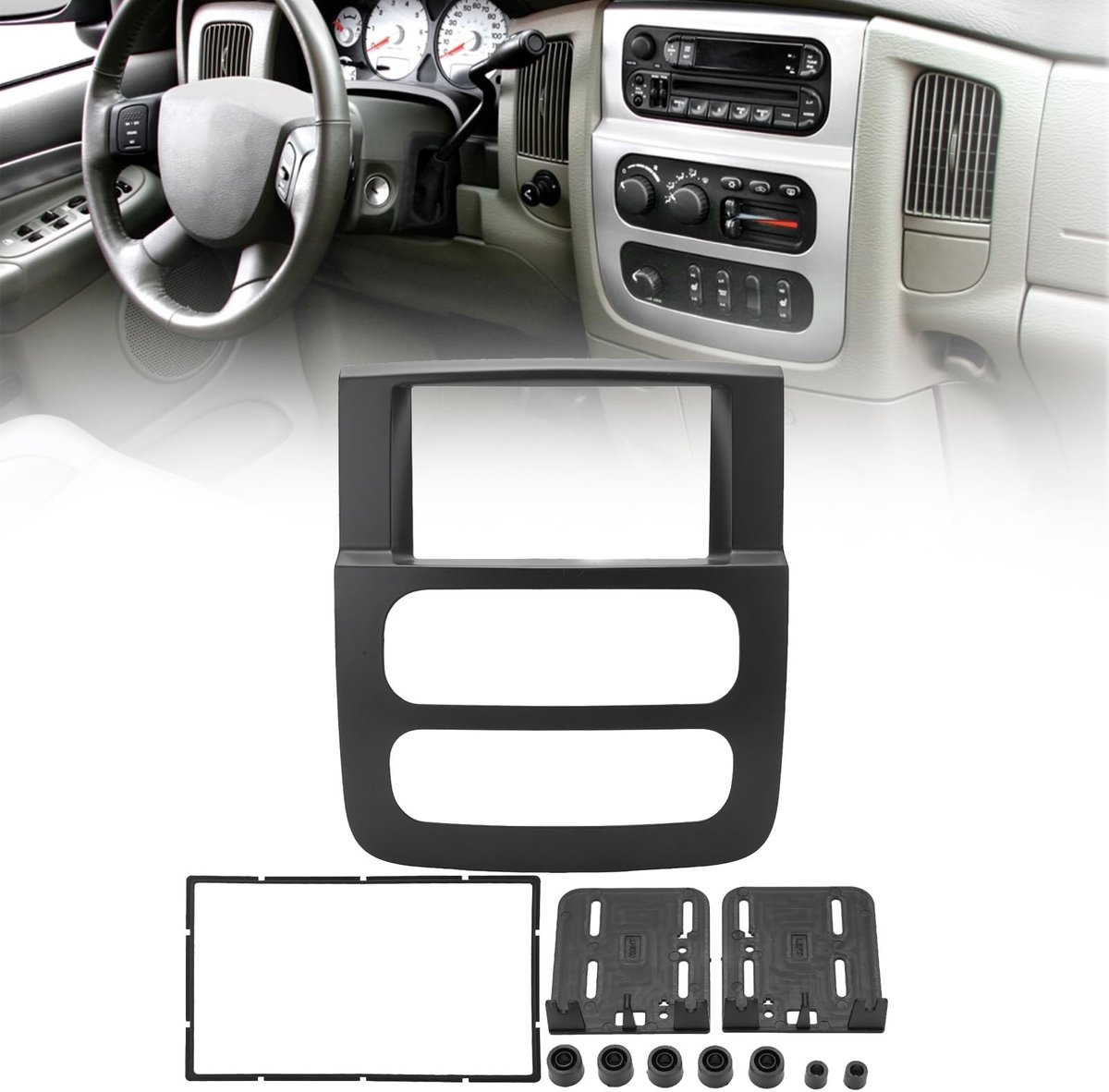 Cosensi - Radio Dashboard Set - Double Din - Perfecte Compatibiliteit - Zwart - CD Panel-Cover - Geschikt voor Dodge Ram Truck 2002-2005