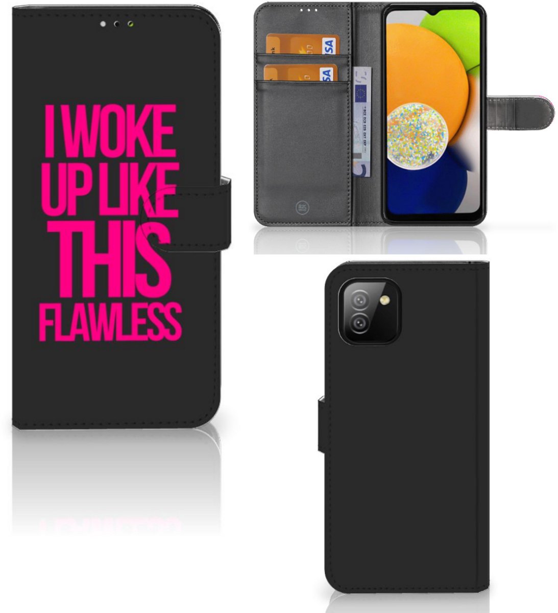 Samsung Galaxy A03 Hoesje met naam Woke Up - Origineel Cadeau Zelf Maken