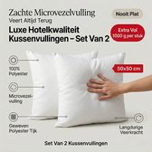 Set van 2 | BINNENKUSSEN - 50x50 cm | 1000 gram/stuk | Kussenvulling | 100% Polyester | Vulling - Microvezel