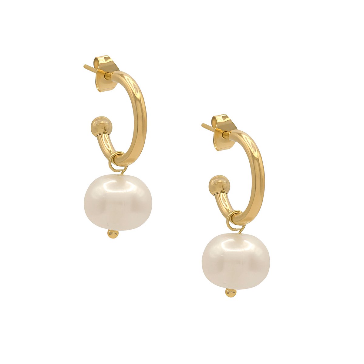 LOUIZ Parel Oorbellen - Dames oorbellen - Goudkleurig Stainless Steel met Zoetwaterparel