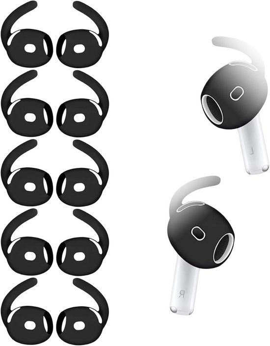 Oorhaken Airpods 4 - Sport Oordopjes Covers - Voorkom Vallen - Specifiek voor 2024 model - 5 Paar - Zwart