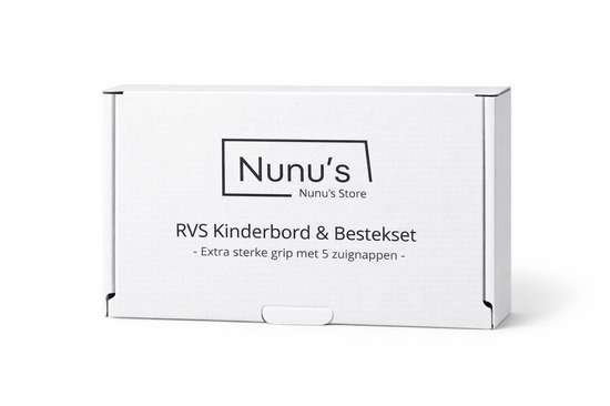 Nunu’s® RVS Kinderservies Set - Bord met 3 Vakken + Zuignappen, Lepel, Vork & Mes - Antislip & BPA-vrij - Hygiënisch Baby & Peuter Servies van Nunu’s® — afbeelding 4