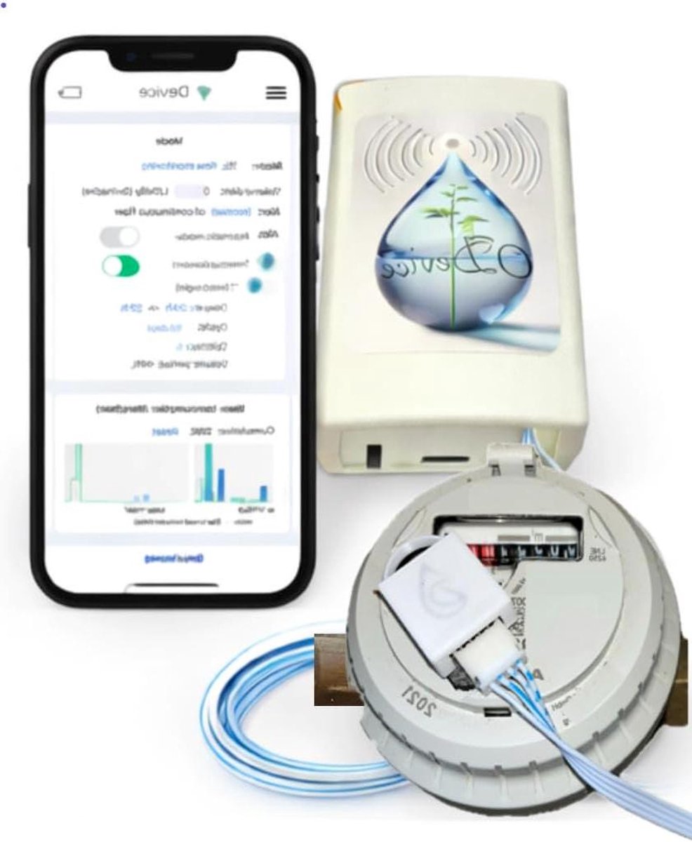 Watermeter Monitor - Slimme Meter - Lekkage Detectie - Draadloze Bewaking - 9x5x3.2 cm - Wit