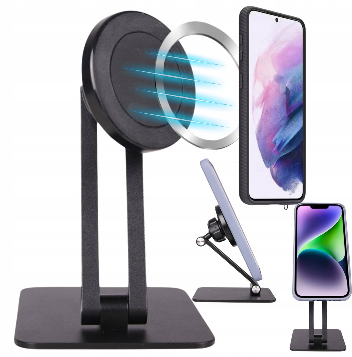 MONA - Telefoniehouder - Magnetisch - Aluminium - 360 graden draaibaar