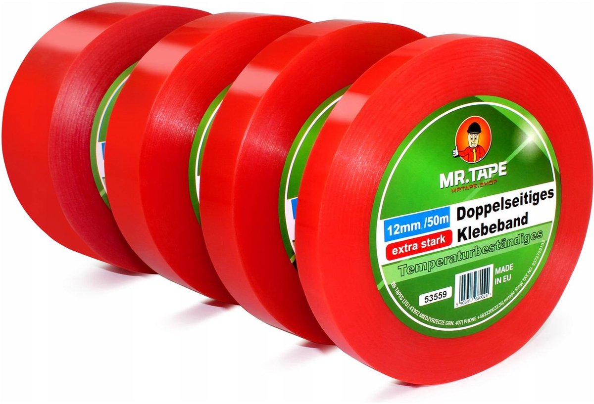 BB Tapes PET Serie - Transparante Dubbelzijdige Montagetape - 38mm x 50m - Hoge Sterkte - UV- en Weerbestendig