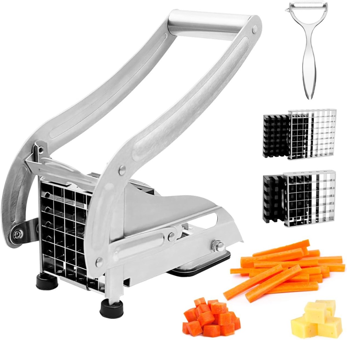 VLSelect®Frietsnijder - Patatsnijder - Friethakker - Incl 2 Inzetstukken