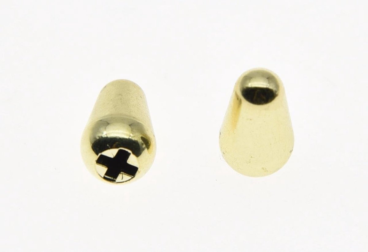 Set van 2 Gouden 5-Weg Strat Switch Tips voor Fender Gitaar - Hoogwaardige Kunststof en Metaal, Perfecte Vervangingen