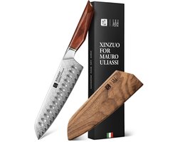 XinZuo x Uliassi – Santokumes Damascus 18,5 cm – Professioneel Keukenmes – Xing Series – Mauro Uliassi (3-sterren Michelin chef)