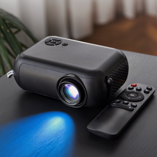 Mini projector 1080P Full HD met speaker, compact draagbaar, WiFi HDMI USB SD, MikaMax smart beamer