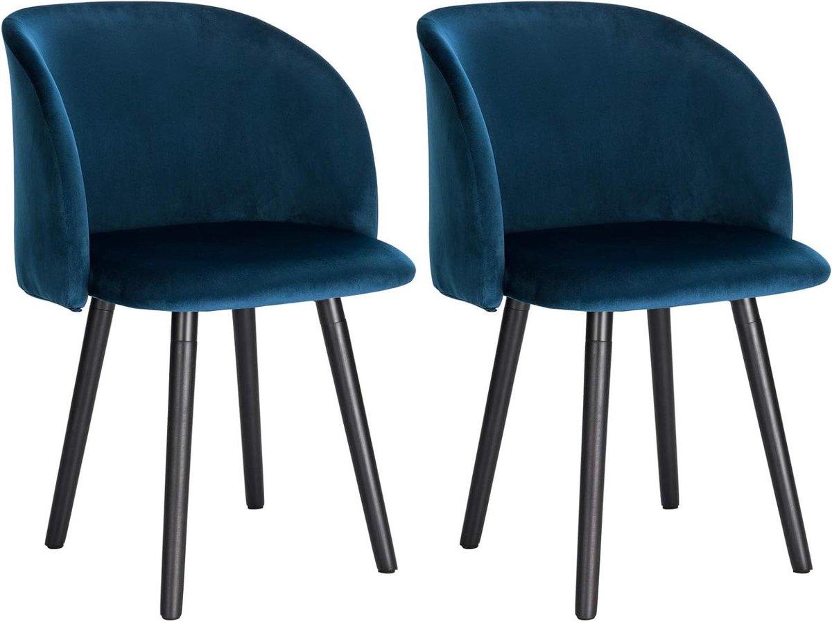 Gestoffeerde Stoelen - Eetkamerstoelen Fluweel - Comfortabel Zitten - Massief Houten Poten
