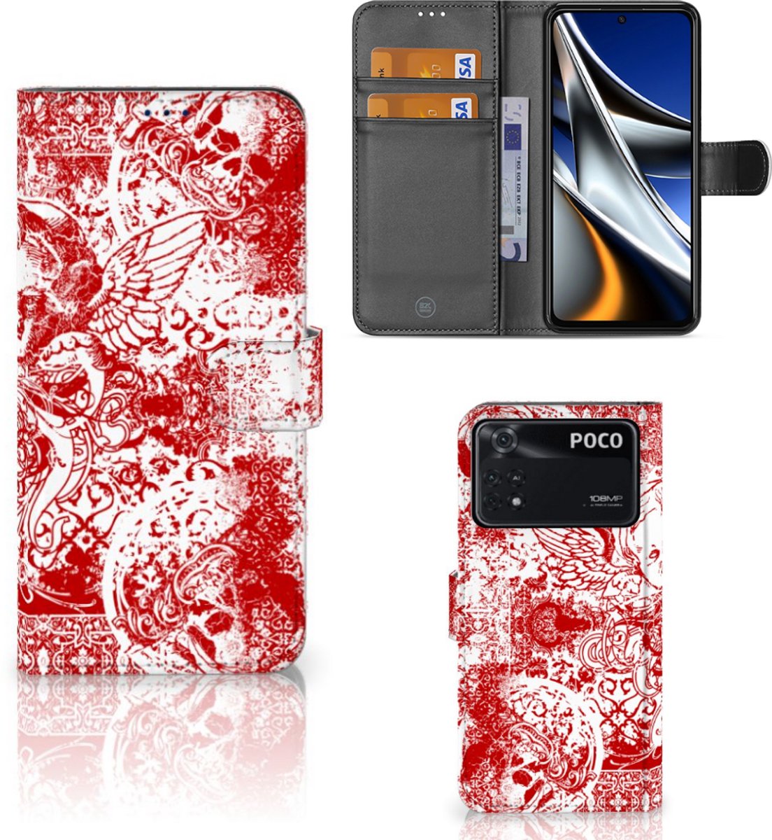 Telefoonhoesje met Naam Xiaomi Poco X4 Pro 5G Angel Skull Rood