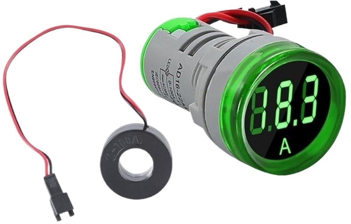 Stroomtester Monitor - Ampèremeter Paneel - Elektrisch Testen - Digitaal Weergave - 0-100A Bereik - Groen