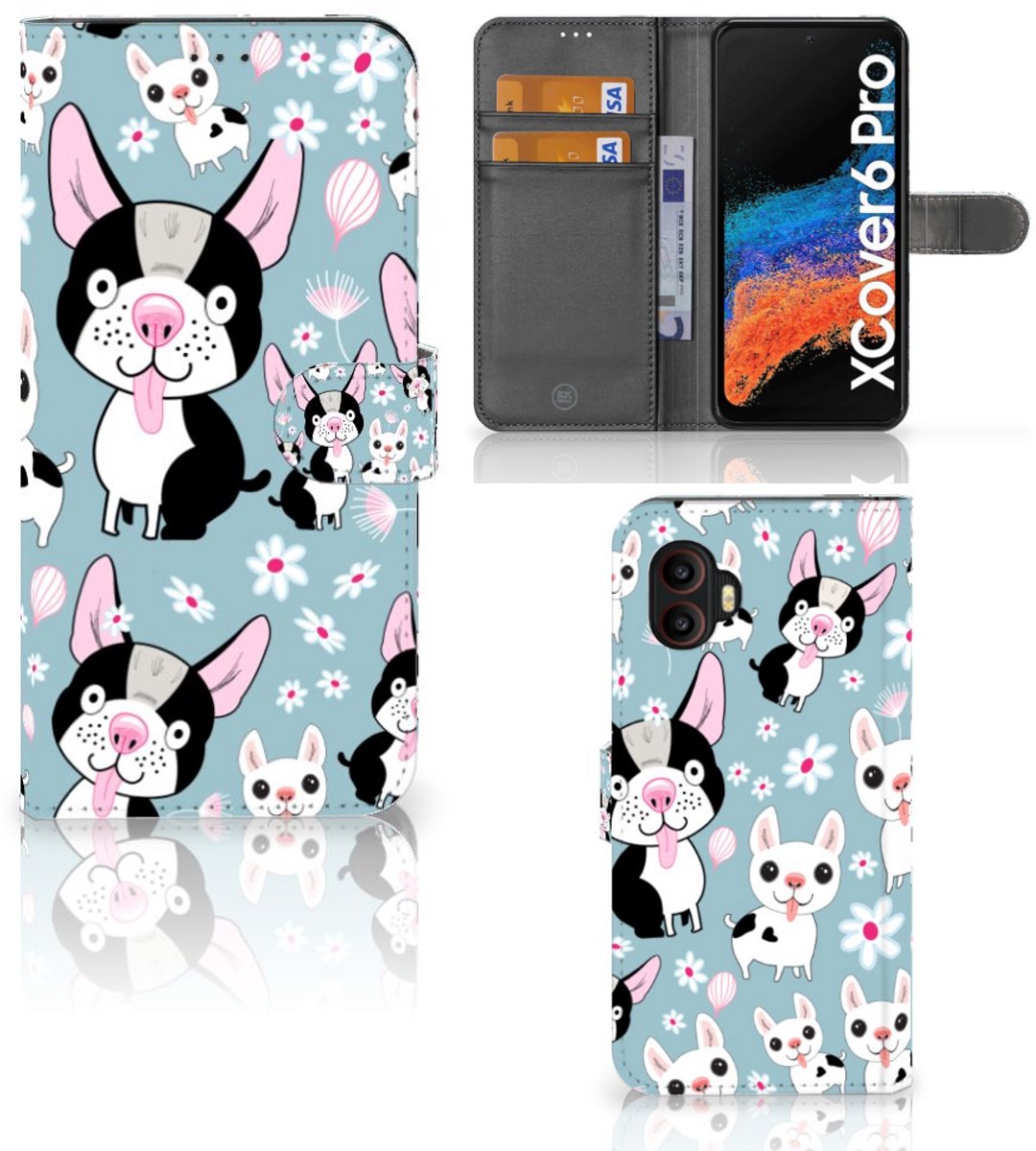 Samsung Galaxy Xcover 6 Pro Telefoonhoesje met Pasjes Hondjes