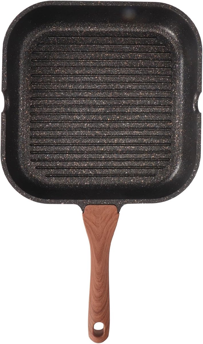 Vierkante Grillpan - Koekenpan Non-stick - Steak Koken - Gezond Koken Gemak - 28 x 30 cm