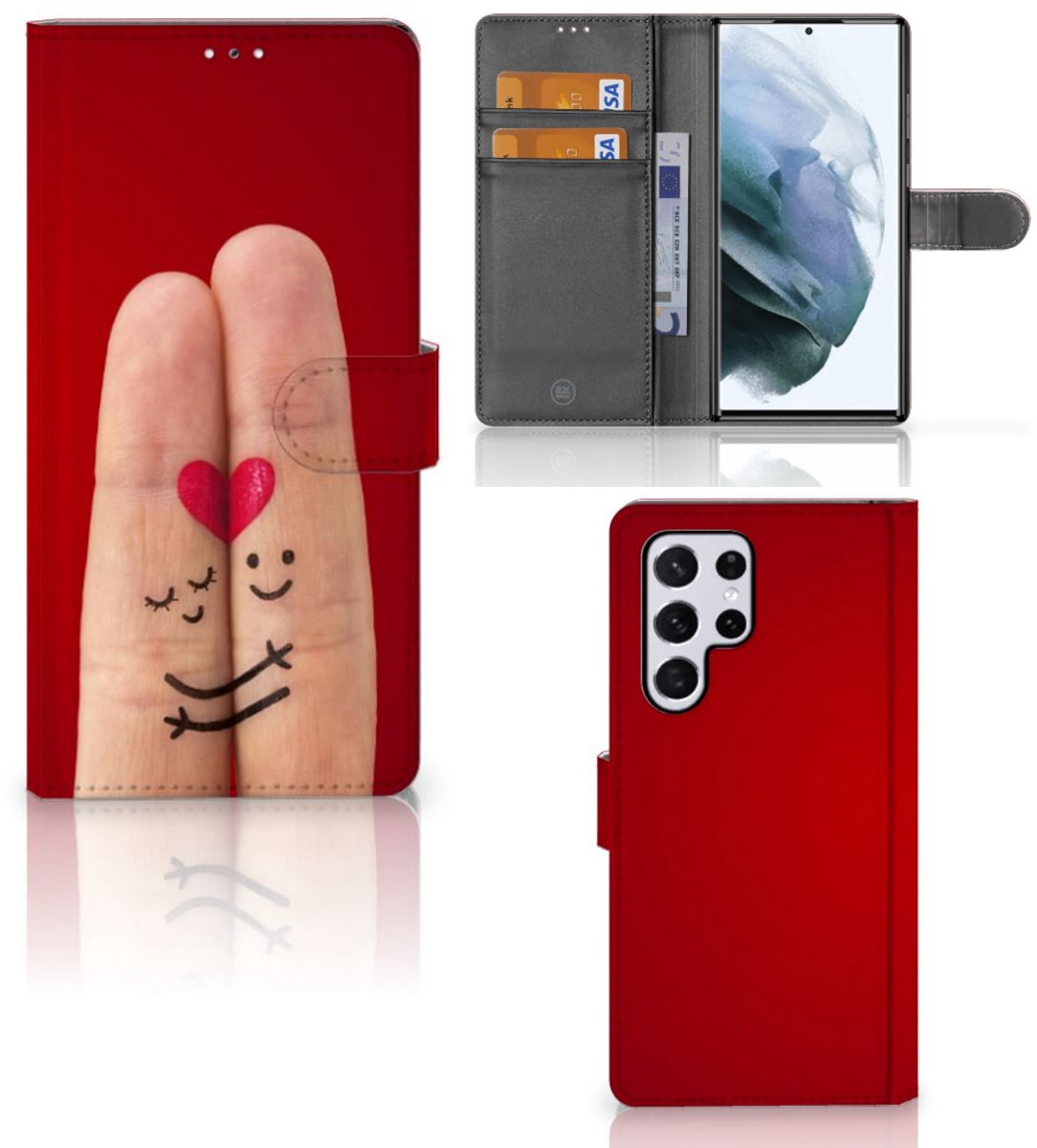 Samsung Galaxy S22 Ultra Wallet Case met Pasjes Liefde - Origineel Romantisch Cadeau